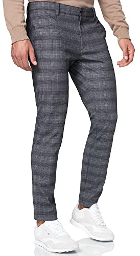 Indicode Herren Rodekro Performance Pants | Chinohose Herrenhose Super Stretch Stoffhose Bequeme Business Hose für Männer Raven Check, 38/32