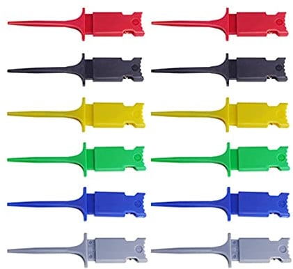 Clip Gancio Multimetro, 12 Pezzi Mini Gancio Di Prova Multimetro, 6 Colori Mini Clip Gancio Di Prova Multimetro Test Gancio Grabber Clip Di Prova Gancio Ic Ganci per Test Ic Smd per Test Elettronico