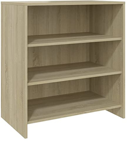 vidaXL Sideboard mit 3 Ablagen Kommode Anrichte Schrank Regal Beistellschrank Mehrzweckschrank Standschrank Sonoma-Eiche 70x40,5x75cm Holzwerkstoff