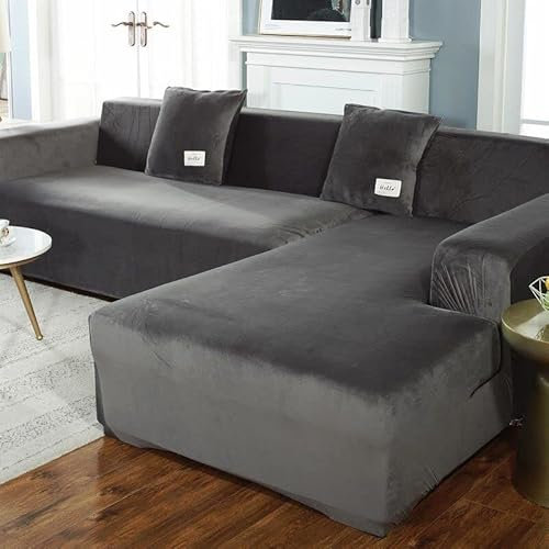 L-Förmige Sofabezug Samt Sofahusse L U Form Rechts Links Couchbezug Sofabezüge Für 1 2 3 4 Sitzer Elastische Couch Bezug Sofa Überzug Ecksofa Sofa Hussen Abdeckung ( Color : Grau , Size : 190-230cm )