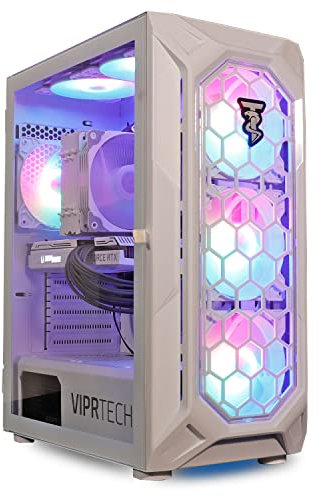 ViprTech Ghost Gaming Computadora de sobremesa para PC - AMD Ryzen 5 5600G (12-LCore 4.4Ghz), RTX 3060 12GB, 16GB DDR4 RAM, 512GB NVMe SSD, VR-Ready, Streaming, WiFi, RGB, Windows 11, Garantía, Blanco