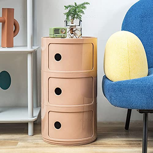 3-stufiger Nachttisch im modernen Stil, robuster runder Beistelltisch, Beistelltisch, runder Badezimmerschrank, Eckschrank, Nachttisch,Rosa