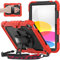 SEYMAC Hülle für iPad 10. Generation 2022 10,9 Zoll, Robuste Stoßfeste Hülle für iPad 10 Generation mit Displayschutzfolie, 360° drehbarer Ständer/Handschlaufe, Stifthalter, Rot/Schwarz