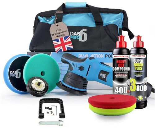 DAS-6 PRO Intro Kit 900 W I Dual action polisher I 6 speed dial | Includes Powerful dual action polisher I 2x Menzerna Polishing compound 250 ml I 2x polishing pads I Car buffing machine