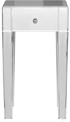 Sossiyule Nachttisch aus Glas, Spiegelschrank mit 1 Schublade, für Schlafzimmer, Wohnzimmer, Büro, 40 x 40 x 65 cm