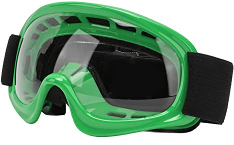 Eulbevoli Lunettes de Moto pour Enfants, Lunettes de Moto légères et Anti-poussière Coussin en Mousse Coupe-Vent pour Ski pour Moto Tout-Terrain pour Moto(Vert)