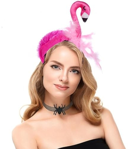 Hatstar Flamingo Haarreif | Stirnband Haarband | Kopfschmuck Accessoire für Damen, Mädchen und Kinder | Haarschmuck für Karneval, Fasching & Silvester