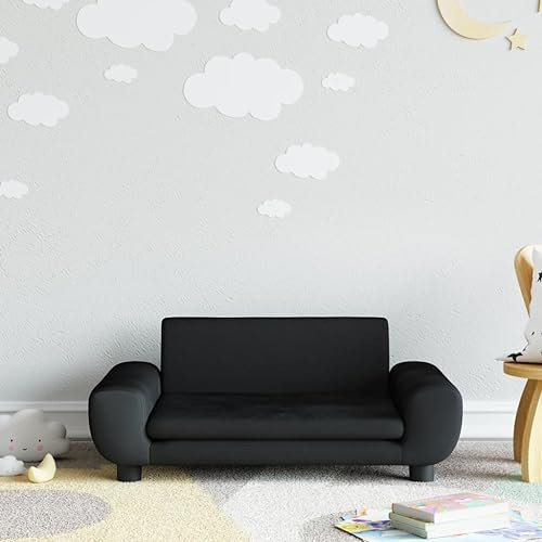 Homgoday Kindersofa Kindercouch Msinisofa Kindersessel Kindersofa Sofa Sessel Sitzmöbel Kinder Sofa für Kinderzimmer Kindermöbel Schwarz 70x45x33 cm Samt
