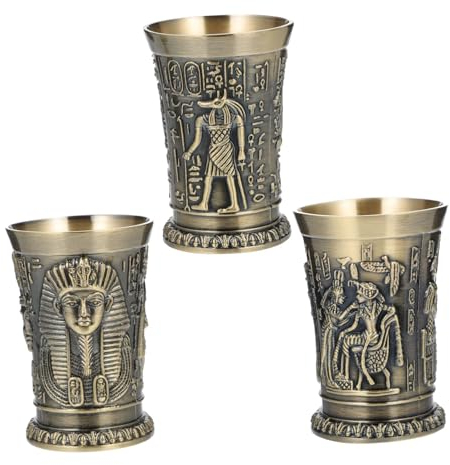 BESTonZON 3 Stück Vintage Weinkelch aus Metall, handgeprägter Schnapsglas, Der Heilige Gral Kelch, mittelalterliche Dekoration, perfekte für Bar, Zuhause und besondere Anlässe