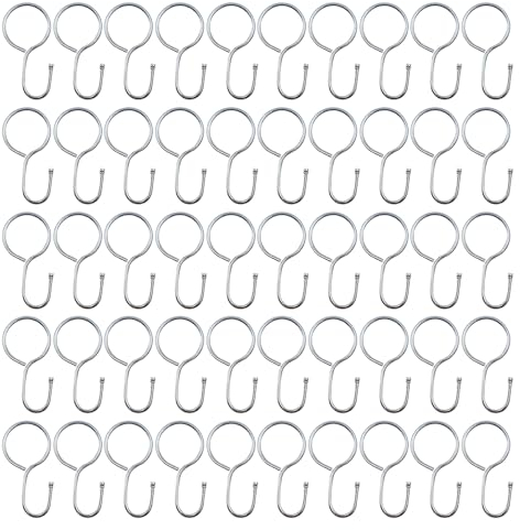 UMCHU 50 Pezzi Ganci Tende,Ganci per tende, Ganci per tende in un unico pezzo,ganci a s per tende,tenda per porta, tenda per finestra e tenda per doccia