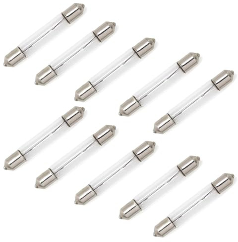 WITTKOWARE 10 Stück Soffitten-Lampe in Röhrenform, 6x39mm, S5.5, 18V, 3W, warmweiß (z.B. für Sprechanlage, Skalenlampe, Hintergrundbeleuchtung)