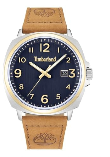 Timberland ACTWELL Uhr für Damen in der Farbe Beige mit Armband aus Leder, Wasserdichtigkeit: 5 bar, Gehäusedurchmesser: 44 mm, TDWLB0030201