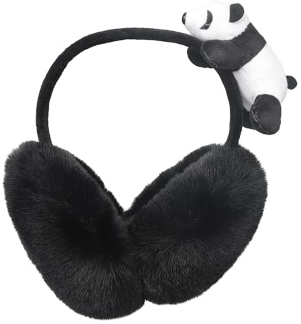 TINAYAUE Cute Panda Earmuffs Winter Warm Furry Earmuffs for Kids Girls Boys Womens Foldable Plush Ear Muffs Windproof Ear Warmers Cold Weather Faux Fur Earmuffs Xmas Gift Birthday Gift