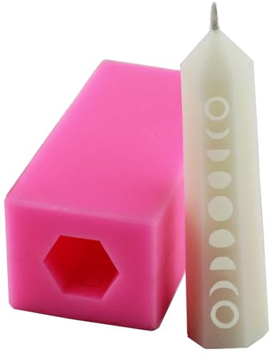 Langjitianya Moon Phases Pilier 3D Moule en silicone, moule à bougie, lunaire, arbre, triune, triple lune, païen, Wicca, cercle de vie, rituels, sorcellerie (1), rose