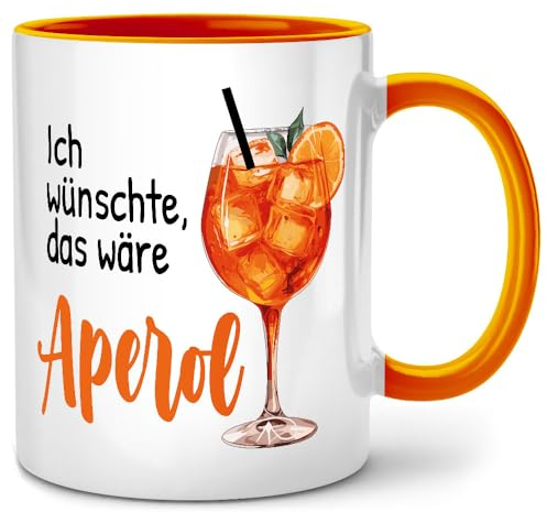 Seness Ich wünschte das wäre Aperol Tasse mit Spruch lustig, Kaffeetasse, Witzige Alkohol Geschenke für Frauen, Aperol Geschenk Kollegin, Holy Aperoli, Abschiedsgeschenk Kollegen Büro, beste Freundin