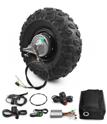 Motore del mozzo con ingranaggi brushless da 14,5 pollici da 350 W con pneumatico fuoristrada 145/70-6 per scooter elettrico con carriola per carrello (48V 350W, Kit freno a tamburo)