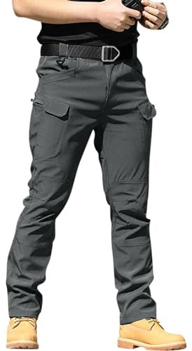 YAOBAOLE Pantalon Cargo Homme Pantalon De Travail Homme Treillis Pantalon Tactique Homme Pantalon Imperméable Homme Gris S