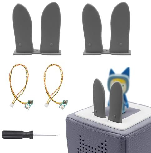 ür Toniebox Ersatz Ohren and Ersatzkabel mit Schraubendreher, Kabelersatz,Ersatzteile für Tonies Lautstärketaste Kaninchenohr, nur äußere Ohren,2 Stück (Grau)