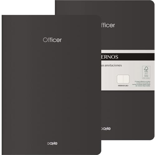 DOHE Notizbuch A4, blanko, 2 Stück, Größe 21 x 29,7 cm, 40 Blatt (80 Seiten), 90 g/m², für Notizen, Organisation oder Zeichnen, flexibler Softcover, Schwarz