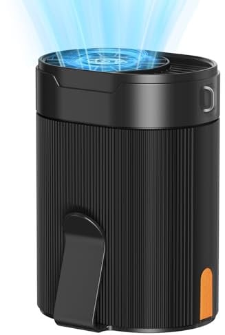 COZOME Tragbarer Ventilator Akku, Klein T Shirt Ventilator mit Clip, Aufladbarer Waist Fan on Belt, Turbo Gürtel Lüfter mit Hängeseil, 4 Windstärken, USB C, 6600 RPM, Ideal für Arbeit, Baustelle