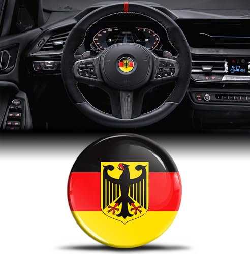 Biomar Labs 3D Silikon Aufkleber Kompatibel mit BMW 36131181082 Emblem Lenkrad 45mm Plakette Zubehör Teile Decals Lenkrad Dekoration Deutschland Deutsche Flagge Deutscher Adler V 33