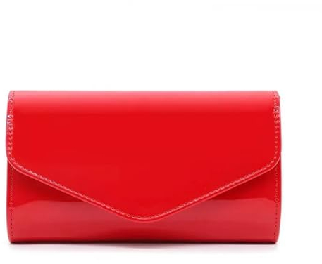 YUEZHAN Abendtasche Damen Clutch Lack Leder Umschlag Clutch Geldbörse Glänzende Süßigkeiten Farbe Abdeckung Tag Clutches Abend Tasche Für Frauen Schulter Handtaschen Rot