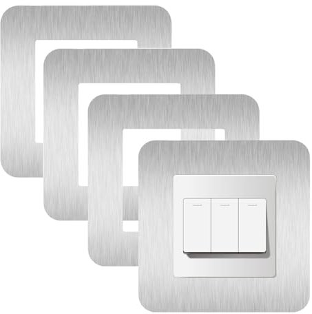 4 Pcs Light Switch Cover Plates,Light Switch Surround,Surround Single Light Switch Cover,Switch Sticker Cover Square Shape Luxurious Light Switch Cover WallFor Home Wall Switch Decoration(Silrve)