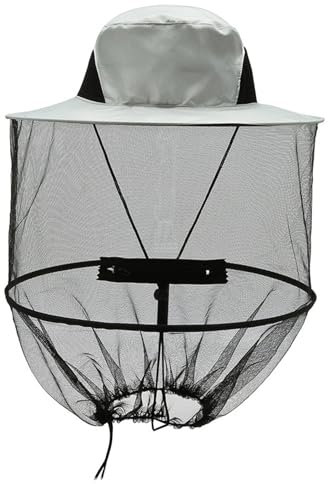 Moustiquaire avec filet, protection contre les insectes et les moucherons, pour l'extérieur, le camping, la pêche, la randonnée (gris)