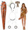 7STK Steinzeit Kostüm Accessoires, Keule Aufblasbar, Knochen Haarreif, Kette, Armband, Ohrringe, Leoparden Band - Fasching Wilde Höhlenmensch Kostüm für Damen, Kinder, Karneval, Cosplay Party