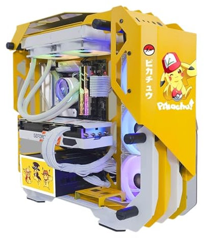 Computer Case Tempered Glass Mid-Tower ATX Case - 5 Fan Positions - Cable Management System - Including RGB Fan - Open Architecture - Includes 2 Light Boards
