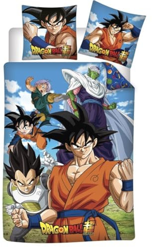 Bettwäsche Dragonball Super, 100 % Baumwolle, Bettbezug 140 x 200 cm + Kissenbezug 65 x 65 cm