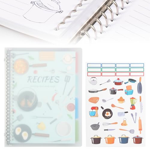 VAVPUP Kochbuch Selbst Schreiben,80 Seiten praktisches Rezeptjournal mit Aufklebern,DIY Kochbuch Backbuch Schreiben Herausnehmbarer Kochbuchordner für Frauen,Mütter und Ehefrauen (Hellbraun)