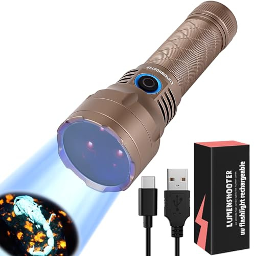 LUMENSHOOTER S3U Rechargeable UV Flashlight Blacklight | 365NM, Resin Curing, Pet Urine & Scorpion Detection, Rocks & Minerals Hunting, Powerful Handheld