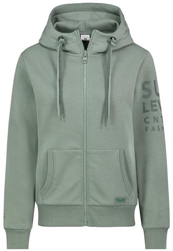 Sublevel Damen Kapuzenjacke mit Reißverschluss und Seitentaschen, Farben:Grün-2, Größe:S