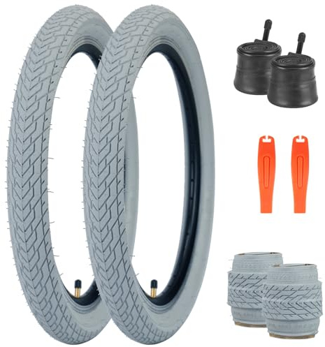 ZUKKA Set Paar Fahrradreifen 20x 2,35 Zoll Faltbar Reifen 30 TPI Fahrrad Mantel 60-406 Ersatz und 2Pcs 20 Zoll Schlauch für Mountainbike BMX Freestyle Kids Bike Cruiser Bike Faltrad，Grau