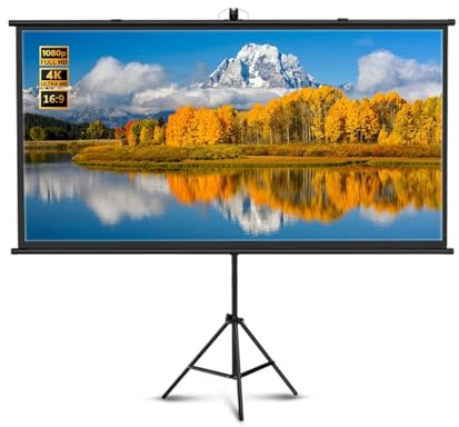 60 72 84 Zoll Tragbare Projektionswand mit Ständer, 2.5X Gain, Roll-Down Manual Projektionswand für Camping Party, Heimkino, Büro(84(16:9))