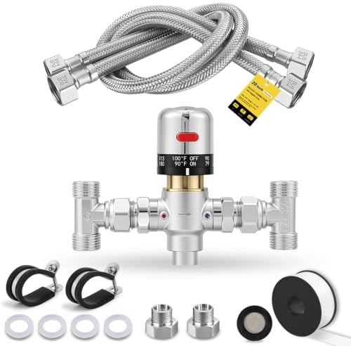 Moonshan Kit valvola sensore bypass temperatura regolabile per sistema di ricircolo dell'acqua calda istantanea Sostituzione per la valvola a ponte in plastica compatibile con 500800, 500805