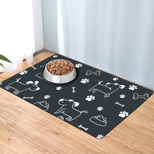 Tappetino Ciotole Cane 40x60cm, Assorbente e Antiscivolo Tappetino