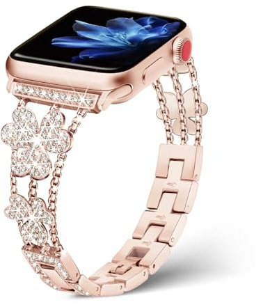 WoPail Bracelet Femme pour Apple Watch 38mm 40mm 41mm 42mm 44mm 45mm 46mm 49mm, Strass Étincelant en Métal de Remplacement Bracelets pour iWatch Series 11 10 9 8 7 6 5 4 3 2 1/SE/Ultra