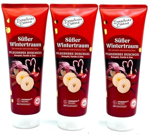 Dresdner Essenz Duschgel „Süßer Wintertraum“ – 3er Pack (3 × 250 ml) – Winterlicher Duft – Pflegendes Duschgel für die tägliche Dusche