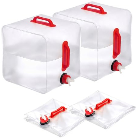 Shyllin Bidon Eau 20L, 2 Pièces Reservoir Eau avec Robinet sans BPA, Portable Stockage pour Les Barbecues en Plein Air, la Randonnée, Le Camping, Picnic, l'escalade