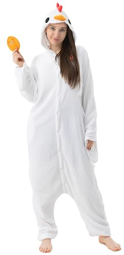 Katara 1744 -Hühnchen Kostüm-Anzug Onesie/Jumpsuit Einteiler Body für Erwachsene Damen Herren als Pyjama oder Schlafanzug Unisex - viele Verschiedene Tiere