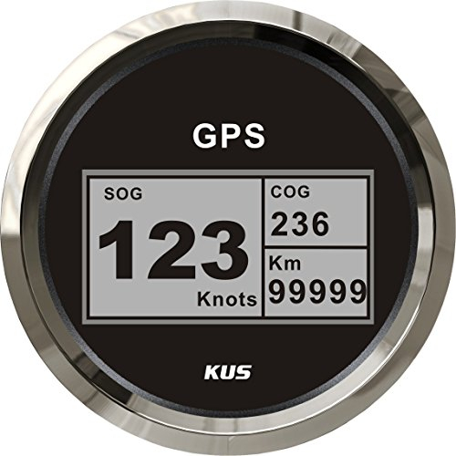 KUS Wasserdichter Geschwindigkeitsmesser, GPS, digital, mit Hintergrundbeleuchtung für Boot, Yacht, 85 mm, 9 – 32 V (schwarz)