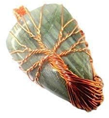 HiJet Wow Labradorite Copper Wire Wrapped Tree of Life Heart Pendant Necklace Balancing Positive Energy Harmony Luck Yoga Meditation Reiki Natural Genuine Authentic Fashion Style