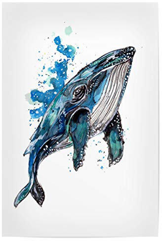 artboxONE Poster 30x20 cm Tiere Blauer Buckelwal hochwertiger Design Kunstdruck - Bild buckelwal buckelwal Fisch