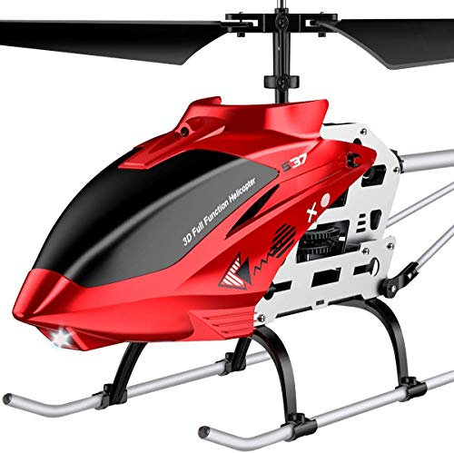 SYMA RC Helikopter Groß Hubschrauber ferngesteuert Fernbedienung Helicopter Indoor Outdoor Flugzeug Geschenk Kinder S37 3.5 Kanal 2.4 Ghz LED Leucht Gyro Höhe halten Rot
