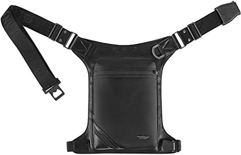 Artonvel - Beintasche Moto The Original – Vollnarbiges Rindsleder Vintage & Nylon – wasserdicht & leicht – Tasche verstellbar – ergonomisch – langlebig – 3 Jahre Garantie (Schwarz)