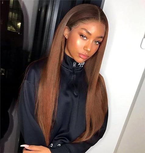 VEBONNY Ombre Auburn Perücken für Frauen, Ombre Braun Kupferrote Perücke, Synthetische Haar Lace Front Perücke, Natürlich Gerade Kleberfreie Perücke, 20 Zoll VEBONNY-020