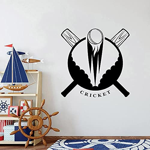 QIANGTOU Cricket Vinyl Wandtattoo Bat Ball Art Wandaufkleber für Teen Boy Spielzimmer Cricketer Schlafzimmer Dekor Zubehör Tapete 42x42cm