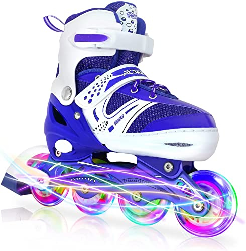 Inliner Für Kinder Verstellbare Inline Skates mit Beleuchteten Rädern Rollschuhe Outdoor Inline Skates für Kinder Inline Skates für Kinder Größenverstellbar von 30 bis 37…